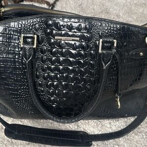 Brahmin Black Croc-Embossed briefcase with Gold Hardware